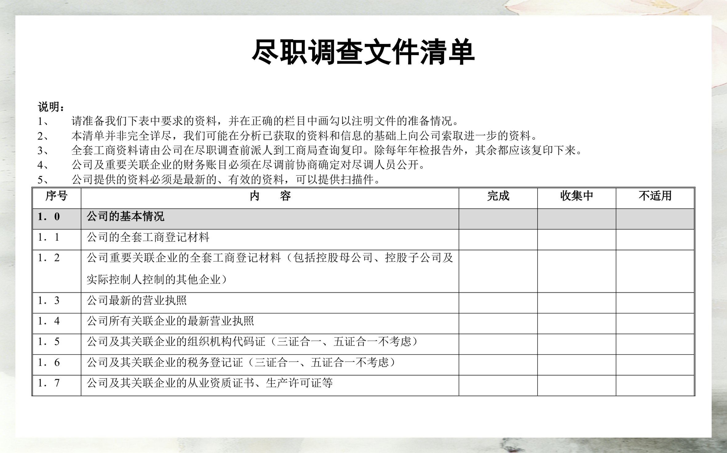 尽调清单模板定制(尽调资料清单如何提供)六安市